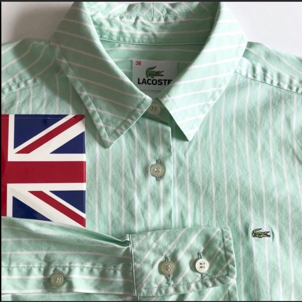 LaCoste Soft Mint Green Stripe Stretch Shirt